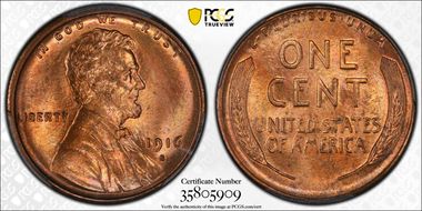 1916-S 1C MS65RD