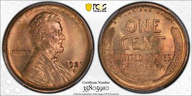 1921-S 1C MS65RD