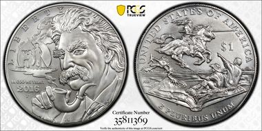 2016-P $1 Mark Twain MS70