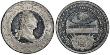 1889 Medal GW-1087A White Metal Brooklyn Bridge w/Sun SP62