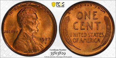 1927-S 1C MS65+ RD