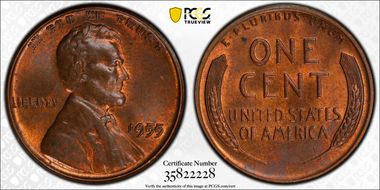 1955 1C Doubled Die Obverse MS63RB