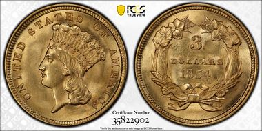 1854 $3 MS63