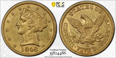 1846-C $5 AU55+