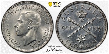 1951(m) Florin Jubilee KM-47  Ag MS64
