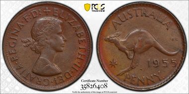 1955 Y. (p) 1D Perth obverse AU58BN