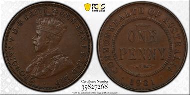 1931 (m) 1D Indian obverse Aligned date AU55BN