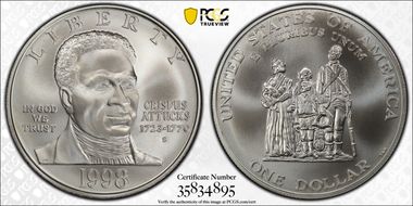 1998-S $1 Crispus Attucks MS70