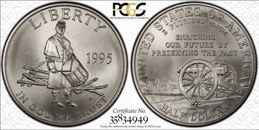 1995-S 50C Civil War MS70