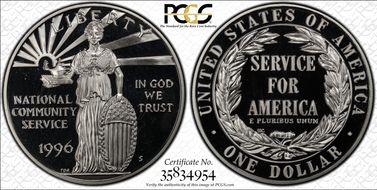 1996-S $1 Nat. Comm. Service PR68DCAM