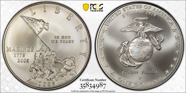2005-P $1 Marine Corps MS70