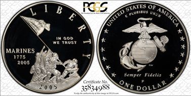 2005-P $1 Marine Corps PR69DCAM
