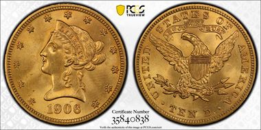 1906 $10 MS65