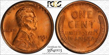 1951-S 1C MS67+ RD