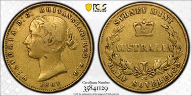 1861/0-SY 1/2 Sov VF35