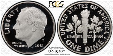 2018-S 10C Silver PR70DCAM