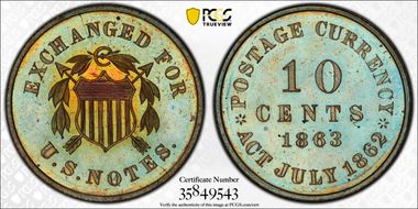 1863 10C J-326 PR65BN