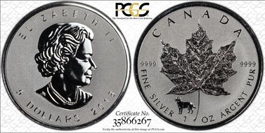 2018 $5 Maple Leaf/Ag Rev Proof Dog Privy PR69