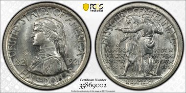 1921 50C Missouri, 2*4 MS64