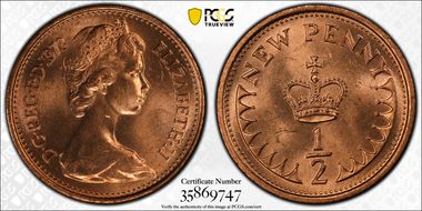 1973 1/2p S-A1 New Penny MS65RD