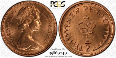 1974 1/2p S-A1 New Penny MS65RD