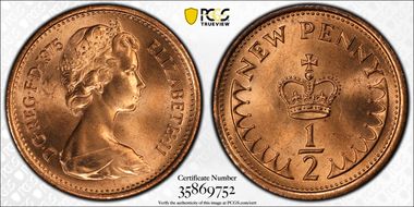 1975 1/2p S-A1 New Penny MS66RD