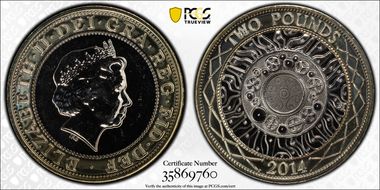2014 £2 S-K9 Iron Age MS66