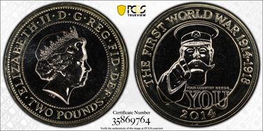 2014 £2 S-K34 WWI MS66