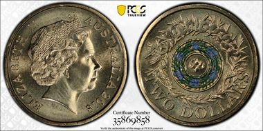 2018 $2 Remembrance Day Rosemary 30th Ann. $2 Coin Colorized MS67
