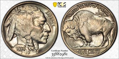 1934-D 5C MS65