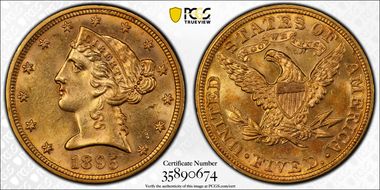 1895 $5 MS63