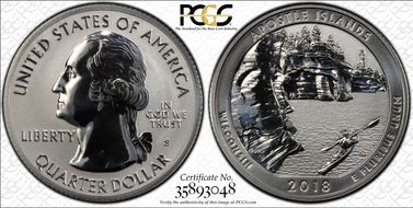 2018-S 25C Apostle Islands NP-Silver Rev PR 50th Anniversary Set PR70