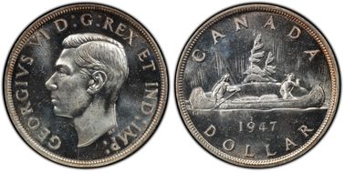 1947 S$1 Pointed 7 Quadrupled HP MS63