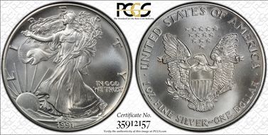 1991 $1 Silver Eagle MS69