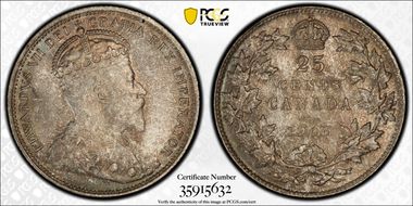 1906 25C Large Rev Crown MS65