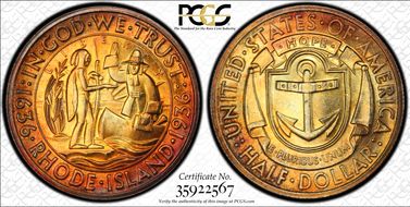 1936 50C Rhode Island MS67
