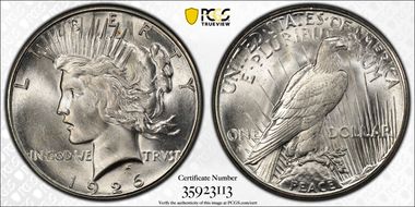 1926-S $1 VAM 5 Doubled Reverse MS64