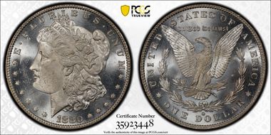 1880-O $1 VAM 5 8/7 Crossbar MS64PL