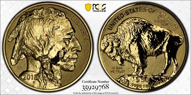 2013-W $50 American Buffalo Rev PR 100th Anniversary .9999 Fine Gold PR70