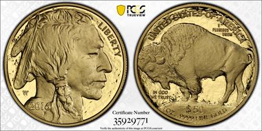 2016-W $50 Am. Buffalo 10th Anniv. .9999 Fine Gold PR70DCAM