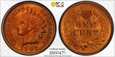 1888 1C MS66RD