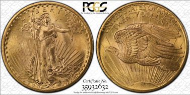 1907 $20 Saint-Gaudens MS65+