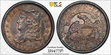 1835 H10C Small Date, Large 5C AU55