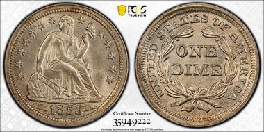 1853 10C Arrows, F-112 Unhubbed MS64