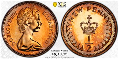 1971 1/2p S-A1 New Penny PR67RD