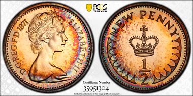 1971 1/2p S-A1 New Penny PR67RD