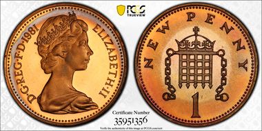 1981 1p S-B1 New Penny PR68DCAM
