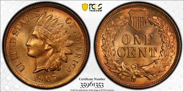 1907 1C MS65+ RD