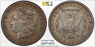 1892-S $1 VAM 7 Doubled Date XF40