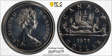 1975 $1 Voyageur Attached Jewels Ni PL65